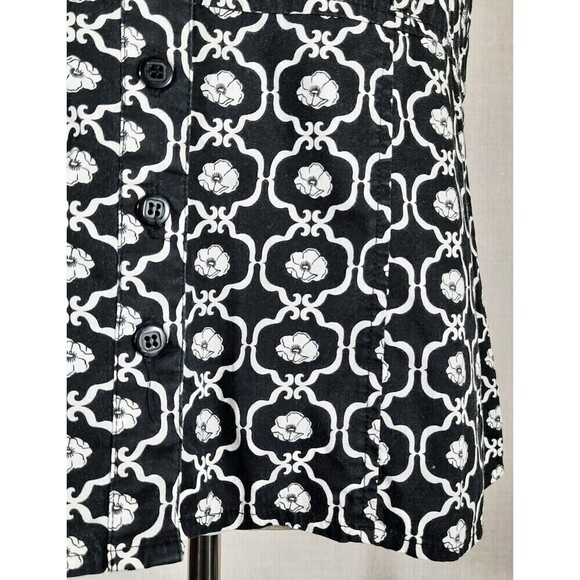 Requirements Empire Waist Babydoll Stretch Top Full Button Black and White SZ 8 - Picture 7 of 16